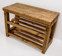 Rustic wooden shoe rack with seat 8 - 10 pairs